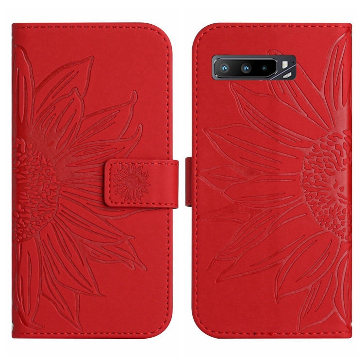 Skin Feel Sun Flower Pattern Flip Leather Phone Case with Lanyard, For Asus ROG Phone 3 ZS661KS, For Asus ROG Phone 5 ZS673KS, For Asus ROG Phone 6, For Asus ROG Phone 6 Pro