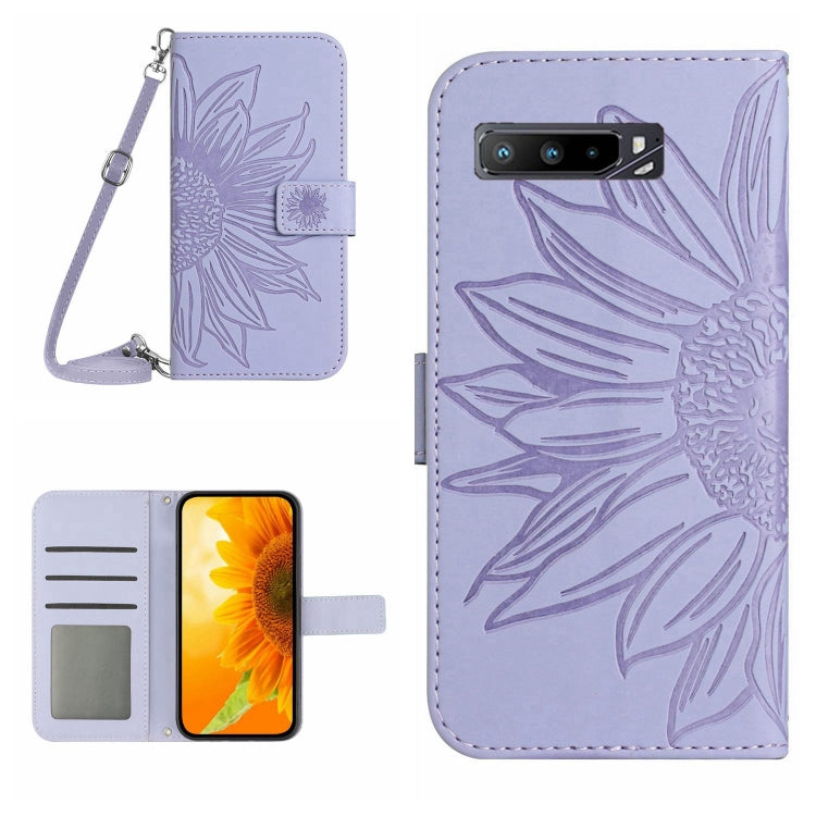 Skin Feel Sun Flower Pattern Flip Leather Phone Case with Lanyard, For Asus ROG Phone 3 ZS661KS, For Asus ROG Phone 5 ZS673KS, For Asus ROG Phone 6, For Asus ROG Phone 6 Pro