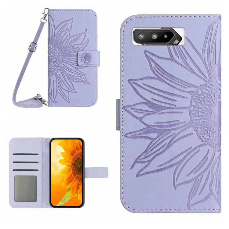 Skin Feel Sun Flower Pattern Flip Leather Phone Case with Lanyard, For Asus ROG Phone 3 ZS661KS, For Asus ROG Phone 5 ZS673KS, For Asus ROG Phone 6, For Asus ROG Phone 6 Pro
