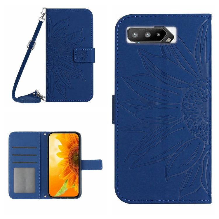 Skin Feel Sun Flower Pattern Flip Leather Phone Case with Lanyard, For Asus ROG Phone 3 ZS661KS, For Asus ROG Phone 5 ZS673KS, For Asus ROG Phone 6, For Asus ROG Phone 6 Pro
