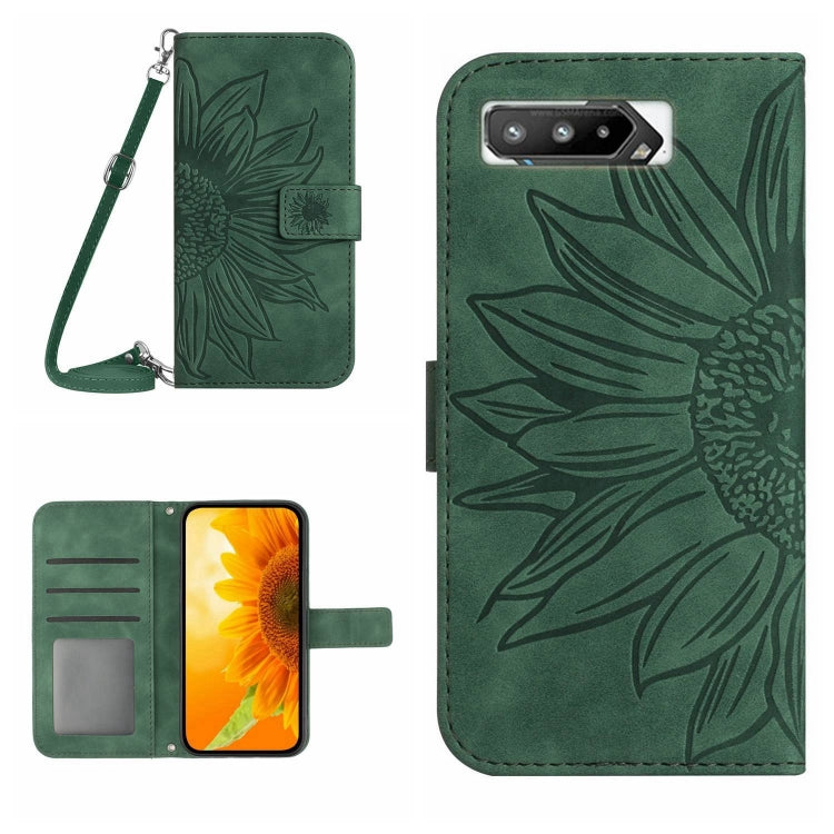 Skin Feel Sun Flower Pattern Flip Leather Phone Case with Lanyard, For Asus ROG Phone 3 ZS661KS, For Asus ROG Phone 5 ZS673KS, For Asus ROG Phone 6, For Asus ROG Phone 6 Pro