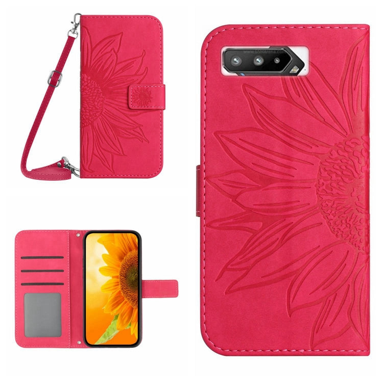 Skin Feel Sun Flower Pattern Flip Leather Phone Case with Lanyard, For Asus ROG Phone 3 ZS661KS, For Asus ROG Phone 5 ZS673KS, For Asus ROG Phone 6, For Asus ROG Phone 6 Pro
