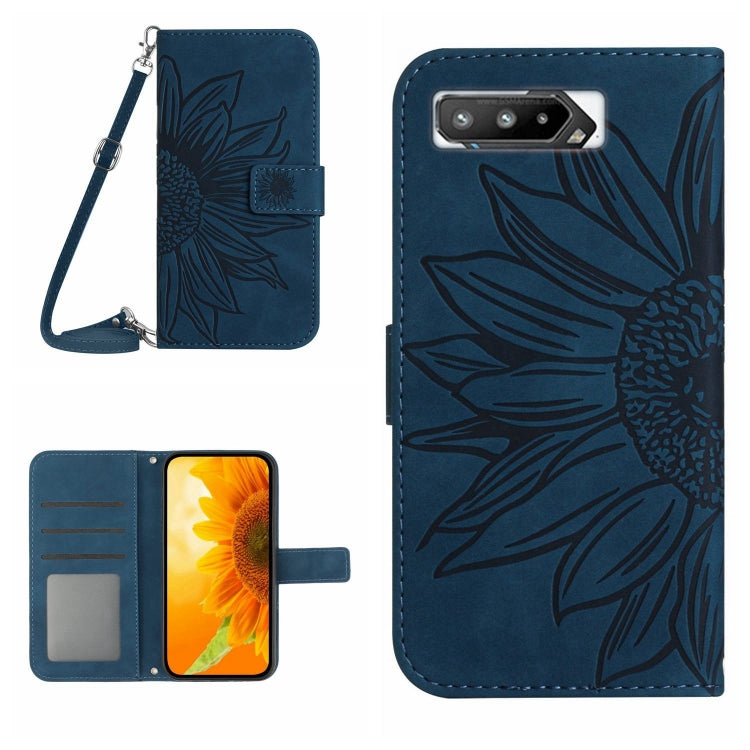 Skin Feel Sun Flower Pattern Flip Leather Phone Case with Lanyard, For Asus ROG Phone 3 ZS661KS, For Asus ROG Phone 5 ZS673KS, For Asus ROG Phone 6, For Asus ROG Phone 6 Pro