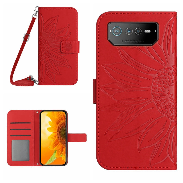 Skin Feel Sun Flower Pattern Flip Leather Phone Case with Lanyard, For Asus ROG Phone 3 ZS661KS, For Asus ROG Phone 5 ZS673KS, For Asus ROG Phone 6, For Asus ROG Phone 6 Pro