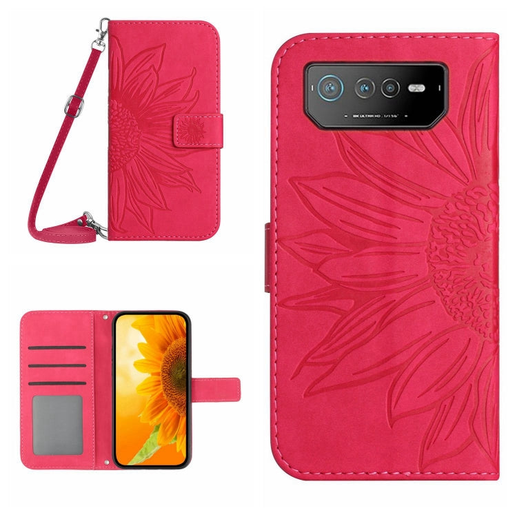 Skin Feel Sun Flower Pattern Flip Leather Phone Case with Lanyard, For Asus ROG Phone 3 ZS661KS, For Asus ROG Phone 5 ZS673KS, For Asus ROG Phone 6, For Asus ROG Phone 6 Pro