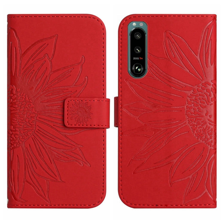 Skin Feel Sun Flower Pattern Flip Leather Phone Case with Lanyard, For Sony Xperia 5 III, For Sony Xperia 5 IV, For Sony Xperia 10 III/10 III Lite, For Sony Xperia 10 IV