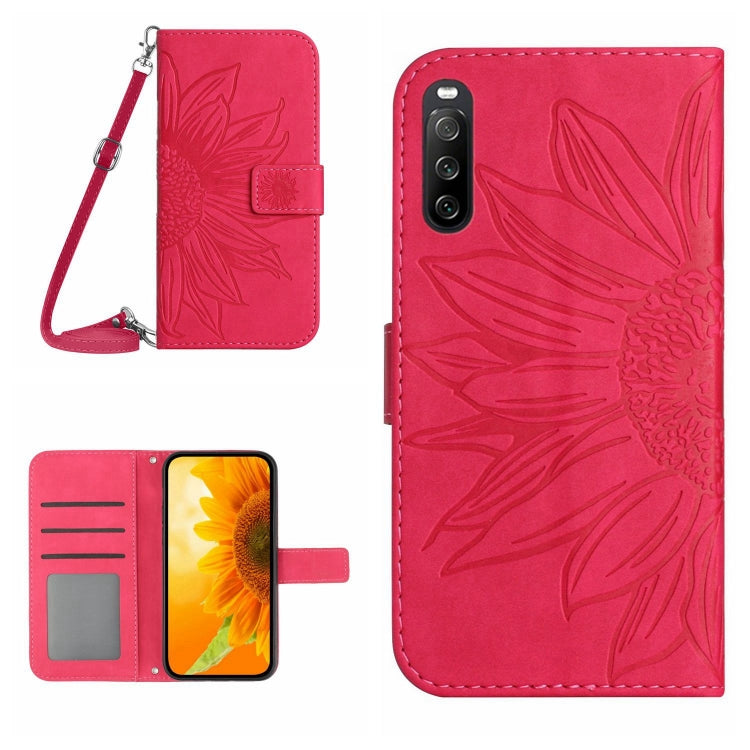 Skin Feel Sun Flower Pattern Flip Leather Phone Case with Lanyard, For Sony Xperia 5 III, For Sony Xperia 5 IV, For Sony Xperia 10 III/10 III Lite, For Sony Xperia 10 IV