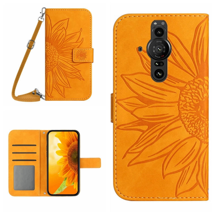 Skin Feel Sun Flower Pattern Flip Leather Phone Case with Lanyard, For Sony Xperia ACE II, For Sony Xperia ACE III, For Sony Xperia Pro-I