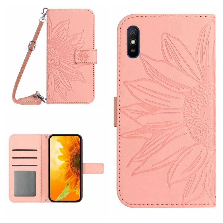 Skin Feel Sun Flower Pattern Flip Leather Phone Case with Lanyard, For Xiaomi Redmi 8 / 8A, For Xiaomi Redmi 9 / POCO M2, For Xiaomi Redmi 9A / 9i, For Xiaomi Redmi 9C / Poco C3