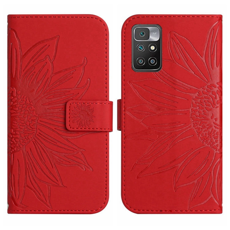 Skin Feel Sun Flower Pattern Flip Leather Phone Case with Lanyard, For Xiaomi Redmi 10 4G, For Xiaomi Redmi 10 5G / Note 11E, For Xiaomi Redmi 10A, For Xiaomi Redmi 10C