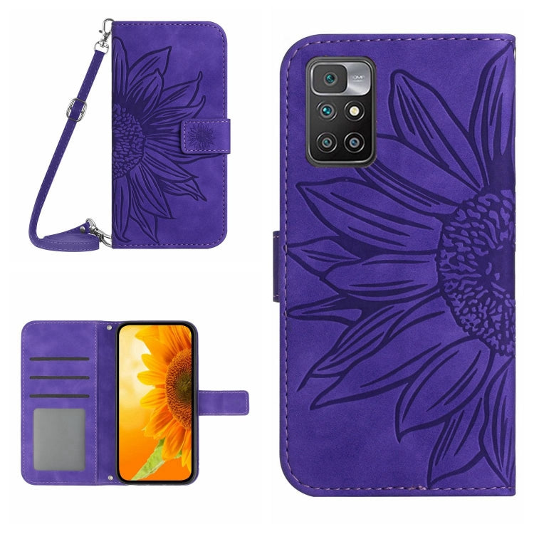 Skin Feel Sun Flower Pattern Flip Leather Phone Case with Lanyard, For Xiaomi Redmi 10 4G, For Xiaomi Redmi 10 5G / Note 11E, For Xiaomi Redmi 10A, For Xiaomi Redmi 10C