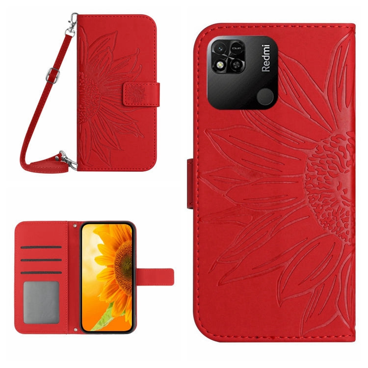 Skin Feel Sun Flower Pattern Flip Leather Phone Case with Lanyard, For Xiaomi Redmi 10 4G, For Xiaomi Redmi 10 5G / Note 11E, For Xiaomi Redmi 10A, For Xiaomi Redmi 10C