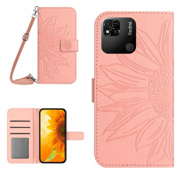 Skin Feel Sun Flower Pattern Flip Leather Phone Case with Lanyard, For Xiaomi Redmi 10 4G, For Xiaomi Redmi 10 5G / Note 11E, For Xiaomi Redmi 10A, For Xiaomi Redmi 10C