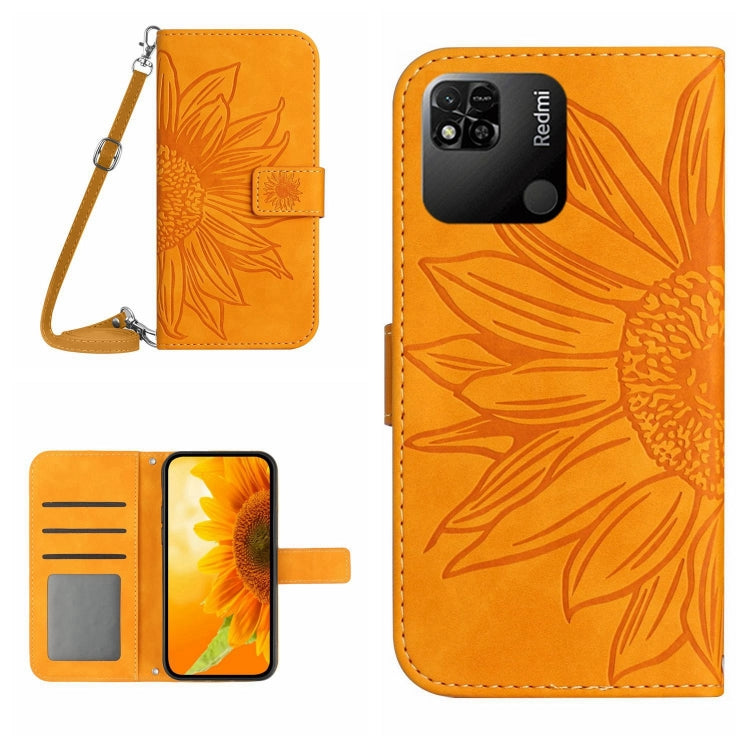 Skin Feel Sun Flower Pattern Flip Leather Phone Case with Lanyard, For Xiaomi Redmi 10 4G, For Xiaomi Redmi 10 5G / Note 11E, For Xiaomi Redmi 10A, For Xiaomi Redmi 10C