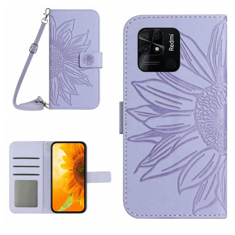 Skin Feel Sun Flower Pattern Flip Leather Phone Case with Lanyard, For Xiaomi Redmi 10 4G, For Xiaomi Redmi 10 5G / Note 11E, For Xiaomi Redmi 10A, For Xiaomi Redmi 10C