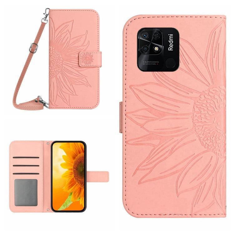 Skin Feel Sun Flower Pattern Flip Leather Phone Case with Lanyard, For Xiaomi Redmi 10 4G, For Xiaomi Redmi 10 5G / Note 11E, For Xiaomi Redmi 10A, For Xiaomi Redmi 10C