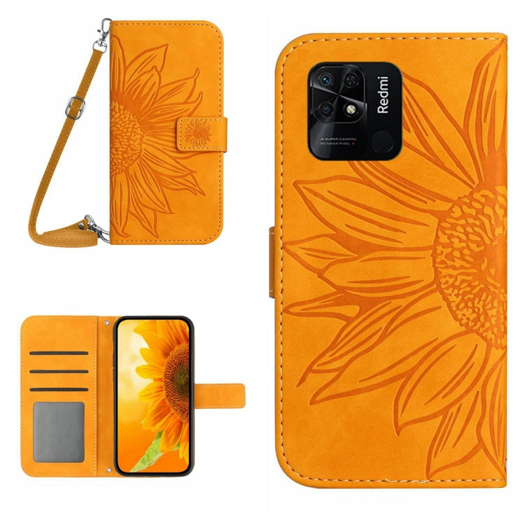 Skin Feel Sun Flower Pattern Flip Leather Phone Case with Lanyard, For Xiaomi Redmi 10 4G, For Xiaomi Redmi 10 5G / Note 11E, For Xiaomi Redmi 10A, For Xiaomi Redmi 10C