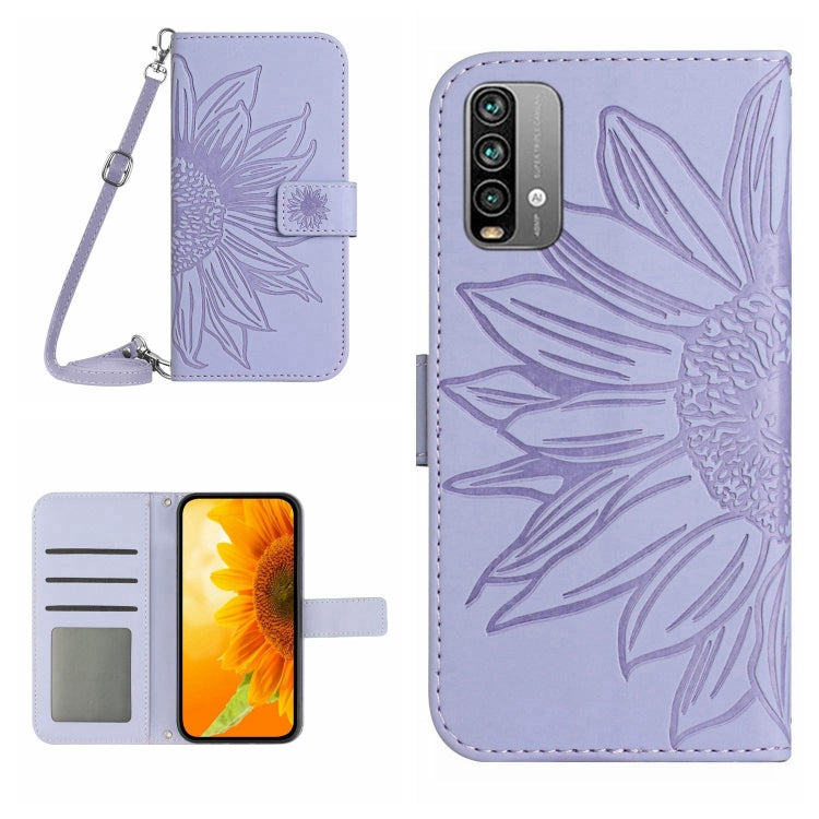 Skin Feel Sun Flower Pattern Flip Leather Phone Case with Lanyard, For Xiaomi Redmi 9T / 9 Power / Poco M3, For Xiaomi Redmi Note 9T, For Xiaomi Redmi Note 9 Pro 4G / Note 9 Pro Max / Note 9S / Poco M2 Pro, For Xiaomi Redmi Note 10 4G / Note 10S