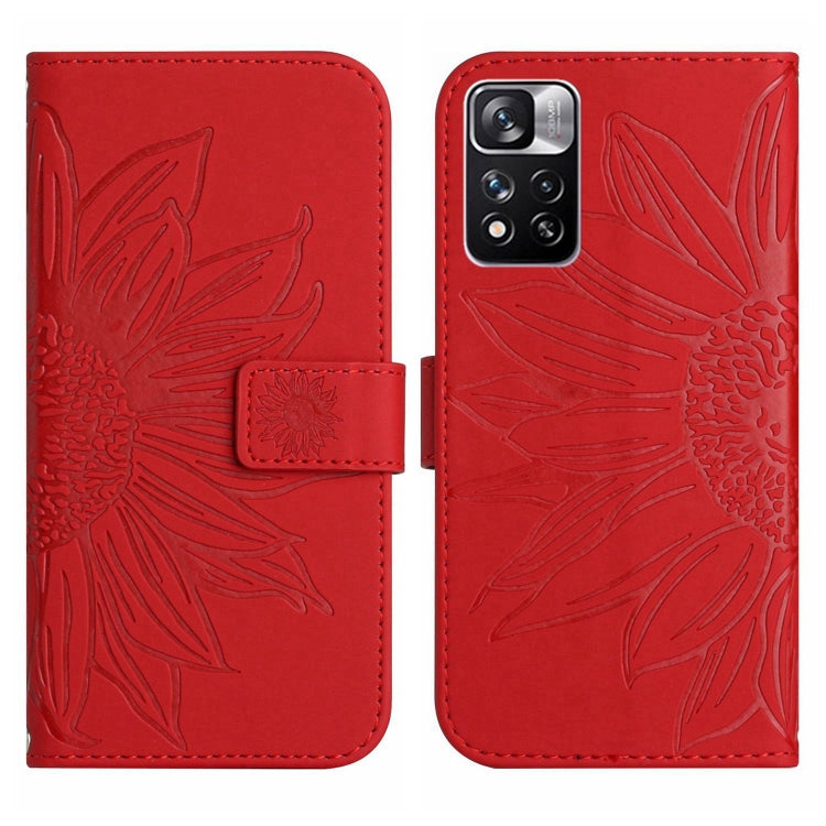 Skin Feel Sun Flower Pattern Flip Leather Phone Case with Lanyard, For Xiaomi Redmi Note 11 Pro 5G, For Xiaomi Redmi Note 11 Pro Global, For Xiaomi Redmi Note 11 Global / Note 11s, For Xiaomi 11T / 11T Pro