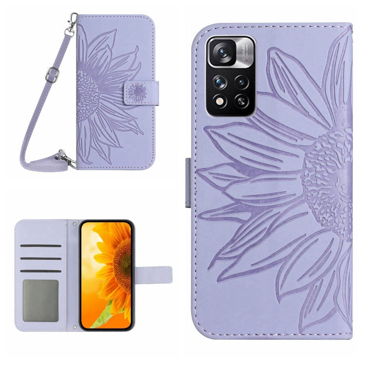 Skin Feel Sun Flower Pattern Flip Leather Phone Case with Lanyard, For Xiaomi Redmi Note 11 Pro 5G, For Xiaomi Redmi Note 11 Pro Global, For Xiaomi Redmi Note 11 Global / Note 11s, For Xiaomi 11T / 11T Pro