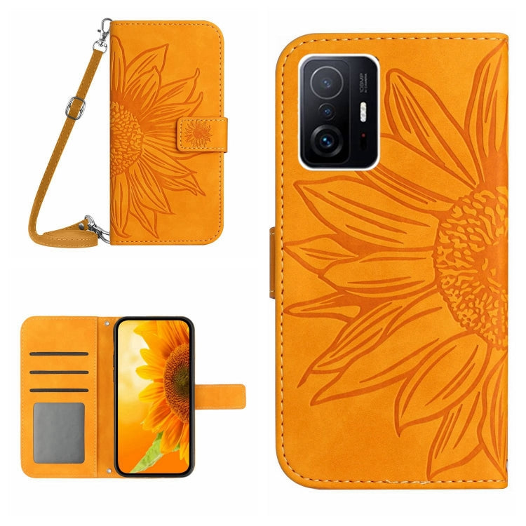 Skin Feel Sun Flower Pattern Flip Leather Phone Case with Lanyard, For Xiaomi Redmi Note 11 Pro 5G, For Xiaomi Redmi Note 11 Pro Global, For Xiaomi Redmi Note 11 Global / Note 11s, For Xiaomi 11T / 11T Pro