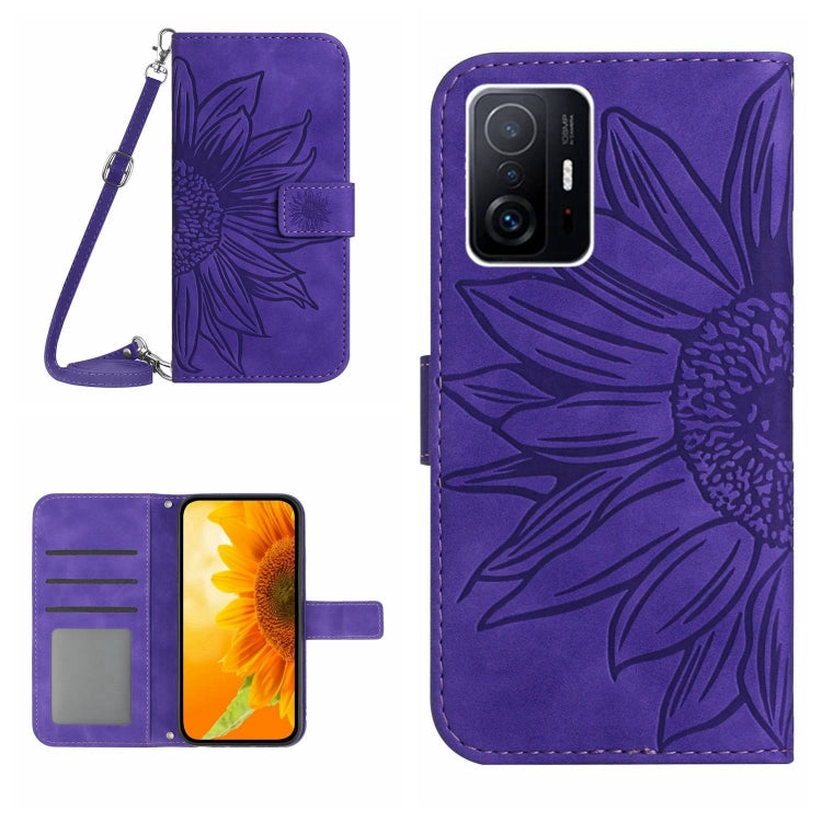 Skin Feel Sun Flower Pattern Flip Leather Phone Case with Lanyard, For Xiaomi Redmi Note 11 Pro 5G, For Xiaomi Redmi Note 11 Pro Global, For Xiaomi Redmi Note 11 Global / Note 11s, For Xiaomi 11T / 11T Pro