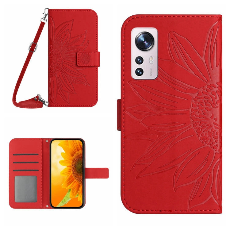 Skin Feel Sun Flower Pattern Flip Leather Phone Case with Lanyard, For Xiaomi 12 Lite, For Xiaomi Civi 2 / 12 Lite NE, For Xiaomi 12 Pro, For Xiaomi 12 / 12X