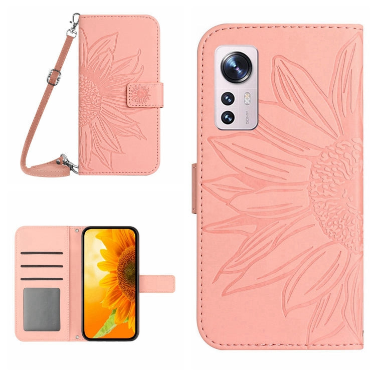Skin Feel Sun Flower Pattern Flip Leather Phone Case with Lanyard, For Xiaomi 12 Lite, For Xiaomi Civi 2 / 12 Lite NE, For Xiaomi 12 Pro, For Xiaomi 12 / 12X