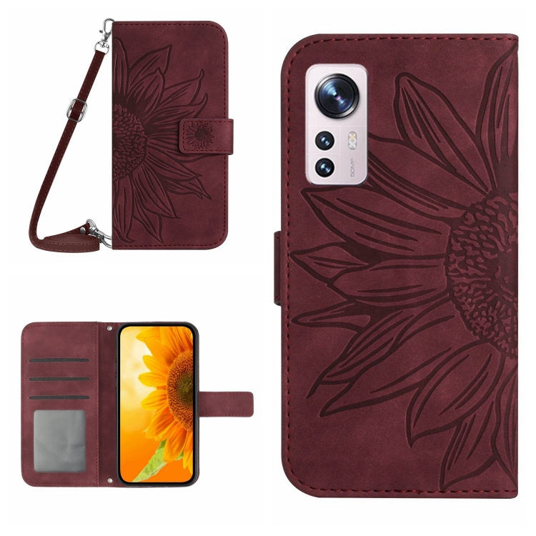 Skin Feel Sun Flower Pattern Flip Leather Phone Case with Lanyard, For Xiaomi 12 Lite, For Xiaomi Civi 2 / 12 Lite NE, For Xiaomi 12 Pro, For Xiaomi 12 / 12X