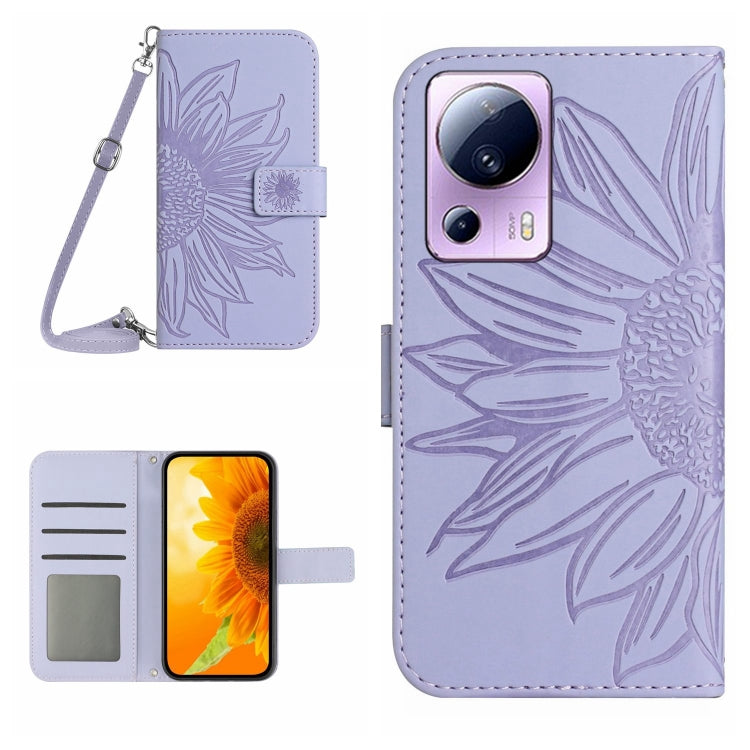 Skin Feel Sun Flower Pattern Flip Leather Phone Case with Lanyard, For Xiaomi 12 Lite, For Xiaomi Civi 2 / 12 Lite NE, For Xiaomi 12 Pro, For Xiaomi 12 / 12X