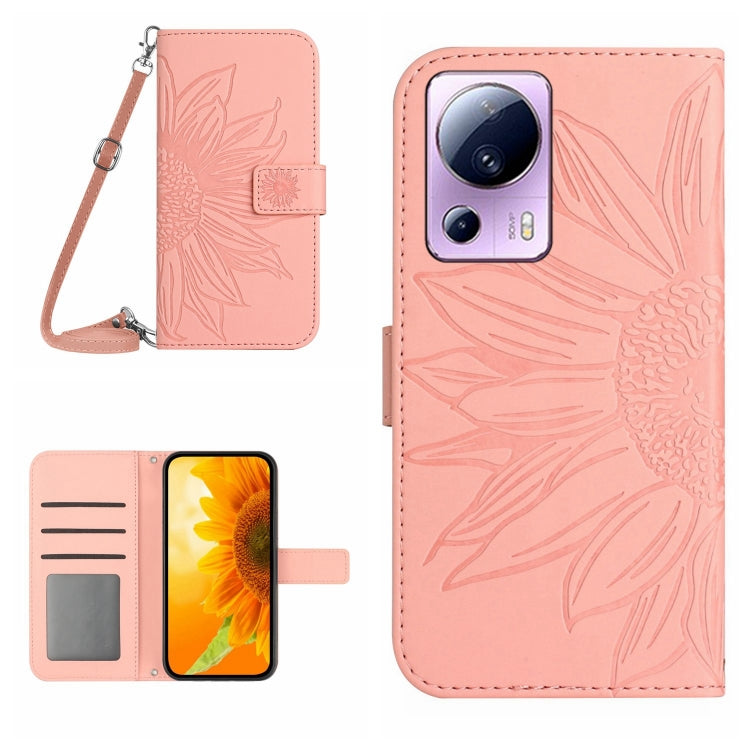 Skin Feel Sun Flower Pattern Flip Leather Phone Case with Lanyard, For Xiaomi 12 Lite, For Xiaomi Civi 2 / 12 Lite NE, For Xiaomi 12 Pro, For Xiaomi 12 / 12X