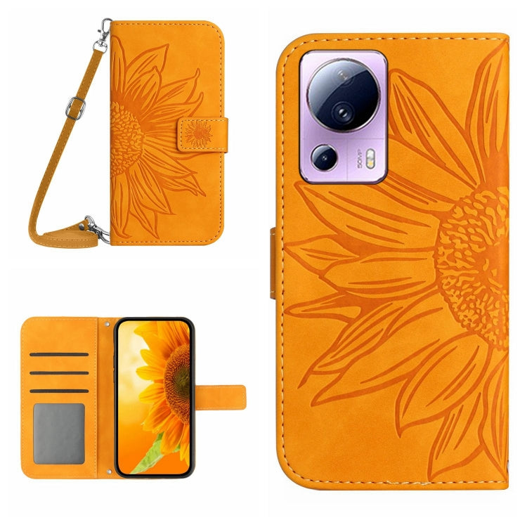 Skin Feel Sun Flower Pattern Flip Leather Phone Case with Lanyard, For Xiaomi 12 Lite, For Xiaomi Civi 2 / 12 Lite NE, For Xiaomi 12 Pro, For Xiaomi 12 / 12X