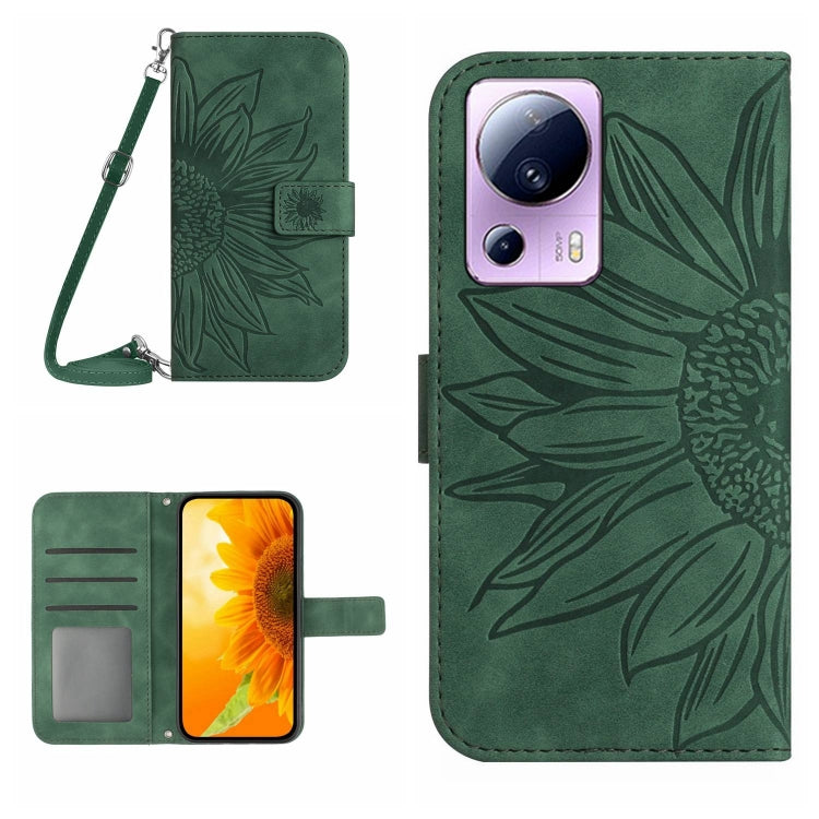 Skin Feel Sun Flower Pattern Flip Leather Phone Case with Lanyard, For Xiaomi 12 Lite, For Xiaomi Civi 2 / 12 Lite NE, For Xiaomi 12 Pro, For Xiaomi 12 / 12X