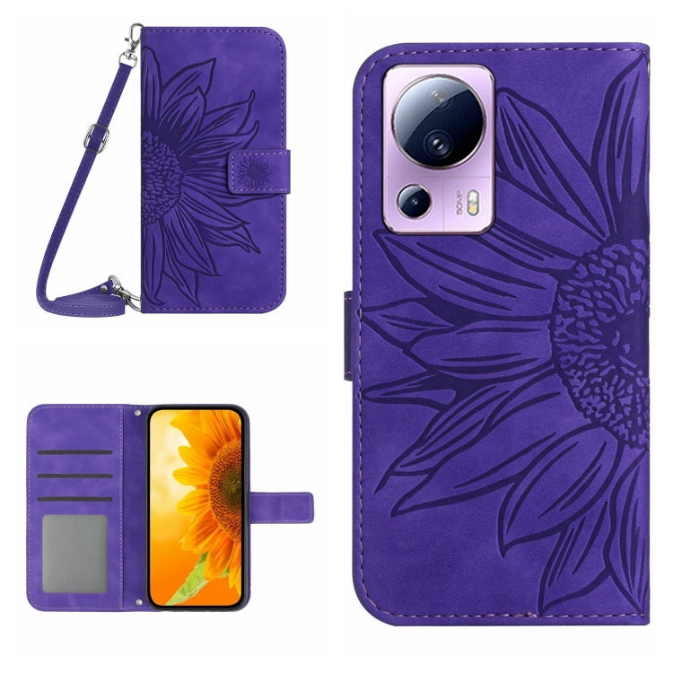 Skin Feel Sun Flower Pattern Flip Leather Phone Case with Lanyard, For Xiaomi 12 Lite, For Xiaomi Civi 2 / 12 Lite NE, For Xiaomi 12 Pro, For Xiaomi 12 / 12X