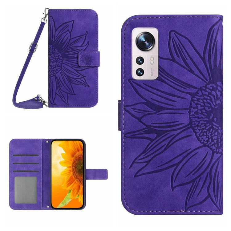Skin Feel Sun Flower Pattern Flip Leather Phone Case with Lanyard, For Xiaomi 12 Lite, For Xiaomi Civi 2 / 12 Lite NE, For Xiaomi 12 Pro, For Xiaomi 12 / 12X