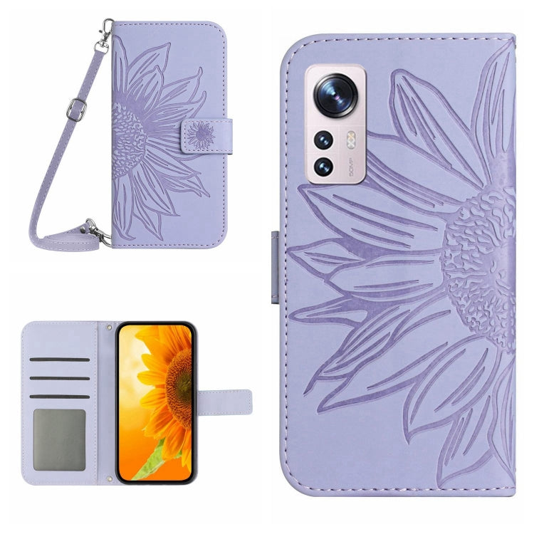 Skin Feel Sun Flower Pattern Flip Leather Phone Case with Lanyard, For Xiaomi 12 Lite, For Xiaomi Civi 2 / 12 Lite NE, For Xiaomi 12 Pro, For Xiaomi 12 / 12X