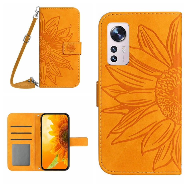 Skin Feel Sun Flower Pattern Flip Leather Phone Case with Lanyard, For Xiaomi 12 Lite, For Xiaomi Civi 2 / 12 Lite NE, For Xiaomi 12 Pro, For Xiaomi 12 / 12X
