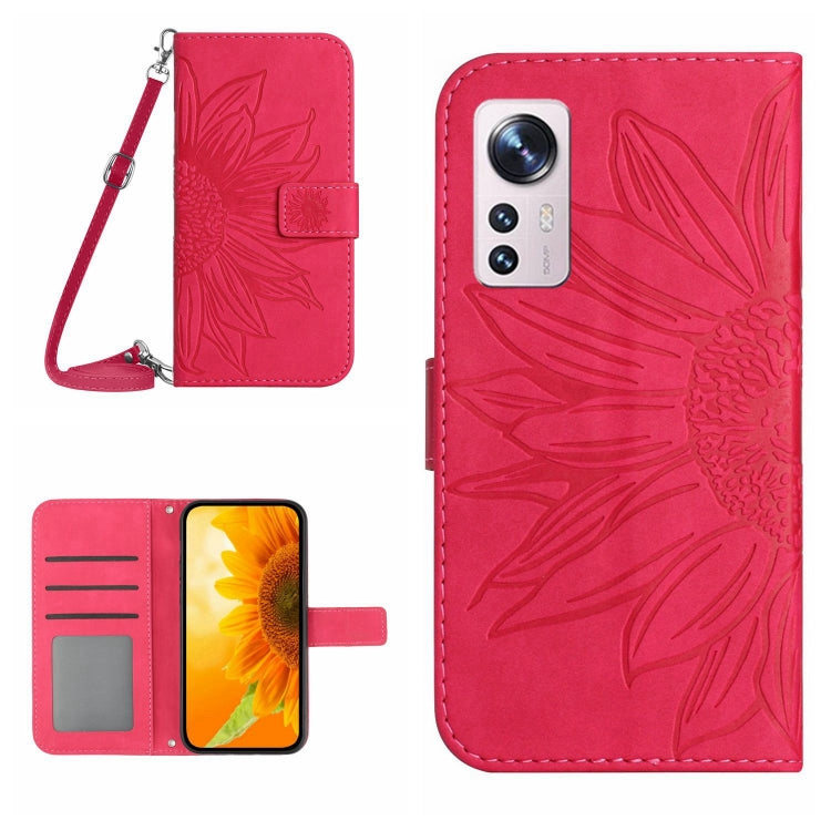 Skin Feel Sun Flower Pattern Flip Leather Phone Case with Lanyard, For Xiaomi 12 Lite, For Xiaomi Civi 2 / 12 Lite NE, For Xiaomi 12 Pro, For Xiaomi 12 / 12X