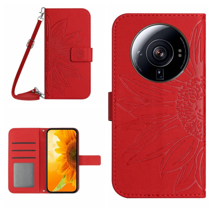 Skin Feel Sun Flower Pattern Flip Leather Phone Case with Lanyard, For Xiaomi 12S Ultra, For Xiaomi 12T / 12T Pro, For Xiaomi Mi 10 Lite, For Xiaomi Mi 10 / Mi 10 Pro
