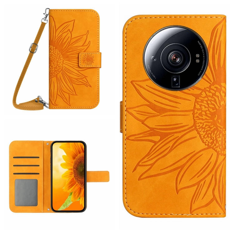 Skin Feel Sun Flower Pattern Flip Leather Phone Case with Lanyard, For Xiaomi 12S Ultra, For Xiaomi 12T / 12T Pro, For Xiaomi Mi 10 Lite, For Xiaomi Mi 10 / Mi 10 Pro