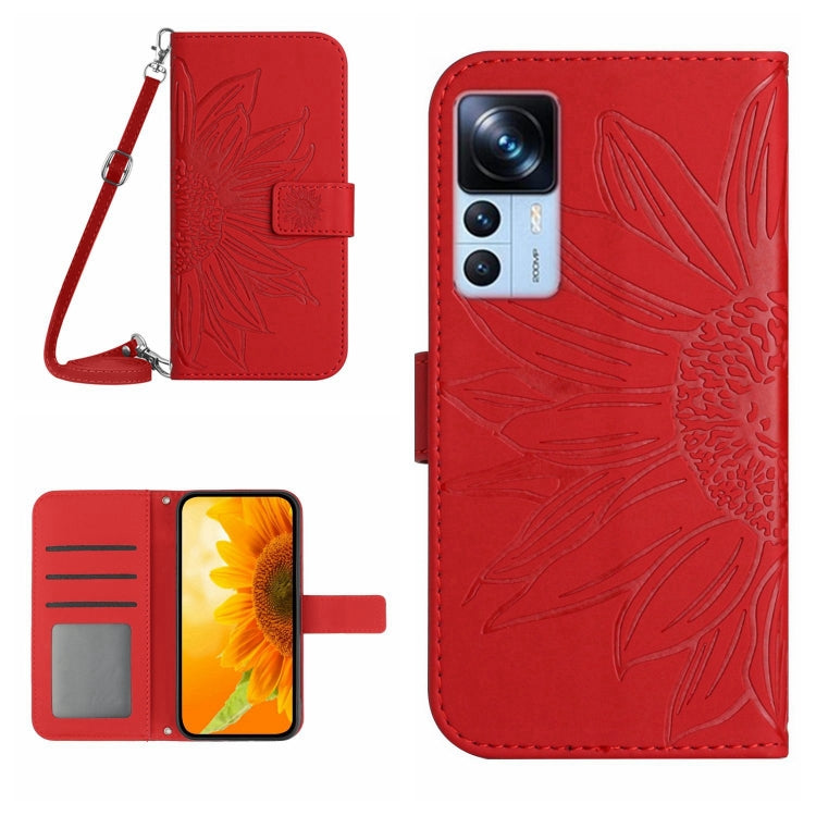 Skin Feel Sun Flower Pattern Flip Leather Phone Case with Lanyard, For Xiaomi 12S Ultra, For Xiaomi 12T / 12T Pro, For Xiaomi Mi 10 Lite, For Xiaomi Mi 10 / Mi 10 Pro