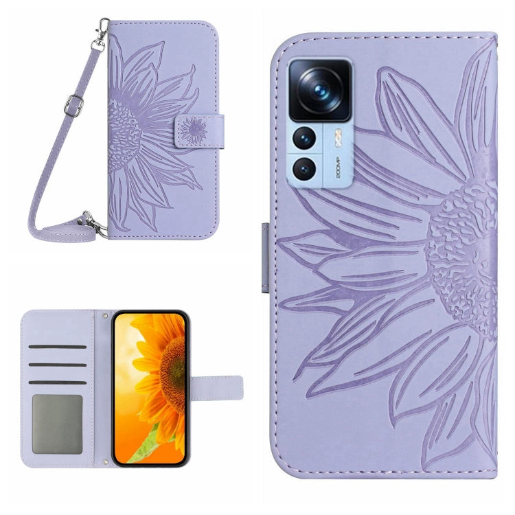 Skin Feel Sun Flower Pattern Flip Leather Phone Case with Lanyard, For Xiaomi 12S Ultra, For Xiaomi 12T / 12T Pro, For Xiaomi Mi 10 Lite, For Xiaomi Mi 10 / Mi 10 Pro