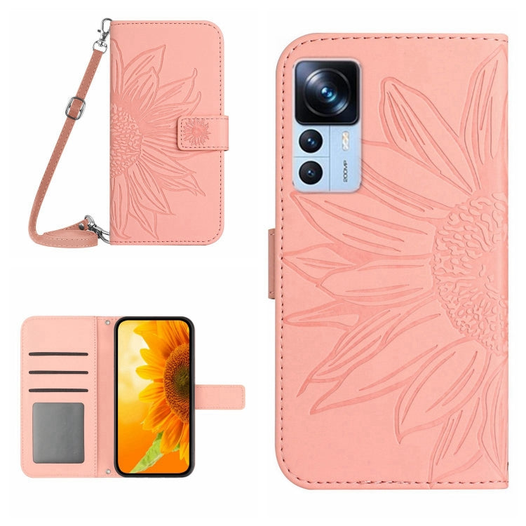 Skin Feel Sun Flower Pattern Flip Leather Phone Case with Lanyard, For Xiaomi 12S Ultra, For Xiaomi 12T / 12T Pro, For Xiaomi Mi 10 Lite, For Xiaomi Mi 10 / Mi 10 Pro
