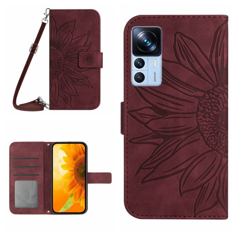 Skin Feel Sun Flower Pattern Flip Leather Phone Case with Lanyard, For Xiaomi 12S Ultra, For Xiaomi 12T / 12T Pro, For Xiaomi Mi 10 Lite, For Xiaomi Mi 10 / Mi 10 Pro