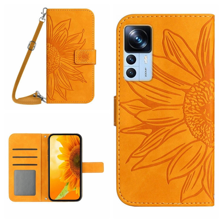 Skin Feel Sun Flower Pattern Flip Leather Phone Case with Lanyard, For Xiaomi 12S Ultra, For Xiaomi 12T / 12T Pro, For Xiaomi Mi 10 Lite, For Xiaomi Mi 10 / Mi 10 Pro