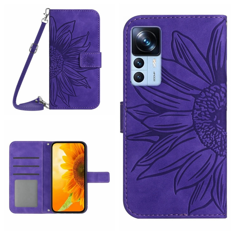 Skin Feel Sun Flower Pattern Flip Leather Phone Case with Lanyard, For Xiaomi 12S Ultra, For Xiaomi 12T / 12T Pro, For Xiaomi Mi 10 Lite, For Xiaomi Mi 10 / Mi 10 Pro