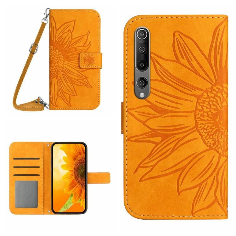 Skin Feel Sun Flower Pattern Flip Leather Phone Case with Lanyard, For Xiaomi 12S Ultra, For Xiaomi 12T / 12T Pro, For Xiaomi Mi 10 Lite, For Xiaomi Mi 10 / Mi 10 Pro