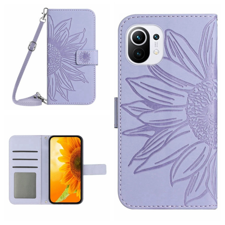 Skin Feel Sun Flower Pattern Flip Leather Phone Case with Lanyard, For Xiaomi Mi 10T / 10T Pro, For Xiaomi Mi 11, For Xiaomi Mi 11 Lite, For Xiaomi Mi 11 Pro