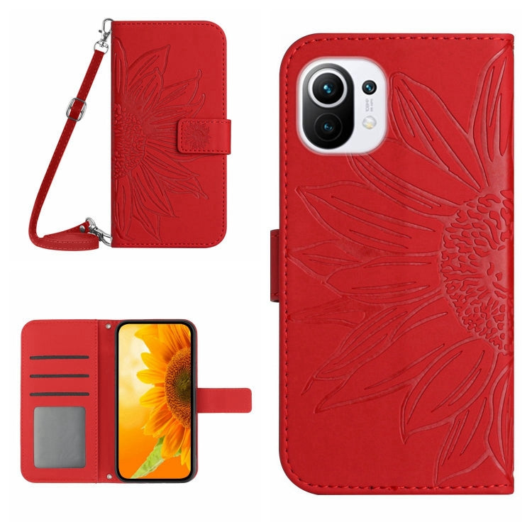 Skin Feel Sun Flower Pattern Flip Leather Phone Case with Lanyard, For Xiaomi Mi 10T / 10T Pro, For Xiaomi Mi 11, For Xiaomi Mi 11 Lite, For Xiaomi Mi 11 Pro