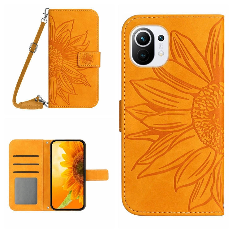 Skin Feel Sun Flower Pattern Flip Leather Phone Case with Lanyard, For Xiaomi Mi 10T / 10T Pro, For Xiaomi Mi 11, For Xiaomi Mi 11 Lite, For Xiaomi Mi 11 Pro